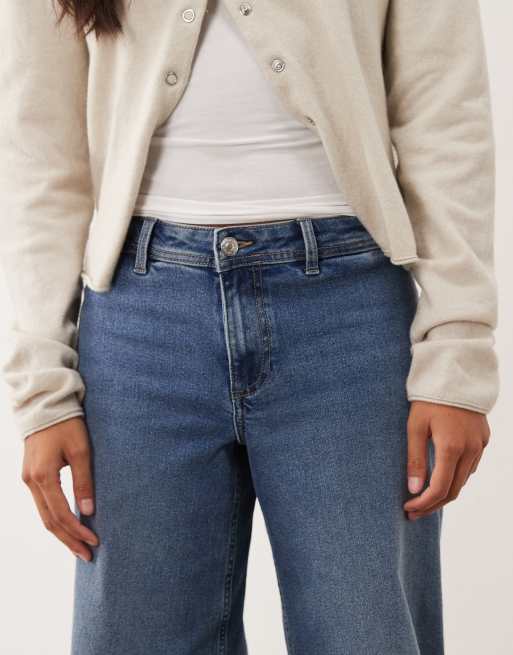 JDY Petite Vanessa wide leg jeans in mid blue, 5 of 5