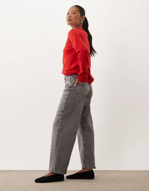 JDY Petite - vaqueros de talle alto y pernera ancha en denim gris, 2 de 5