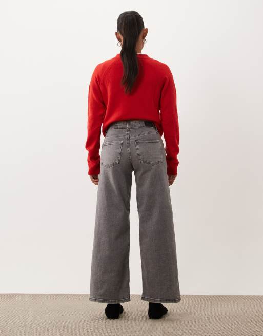 JDY Petite - vaqueros de talle alto y pernera ancha en denim gris, 3 de 5