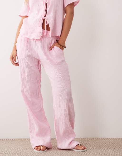 JDY Petite – Weit geschnittene Hose aus Musselinstoff in Rosa, Kombiteil , 3 von 5