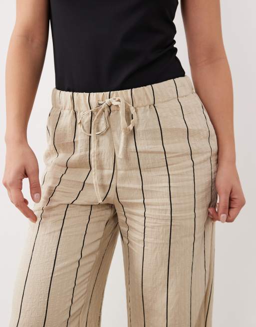 JDY Petite wide leg pants in beige and black stripes, 5 of 5