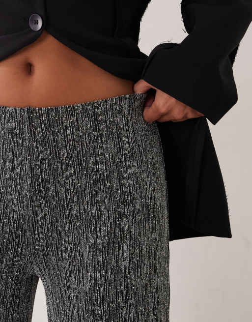 JDY Petite wide leg pants in silver glitter, 5 of 5