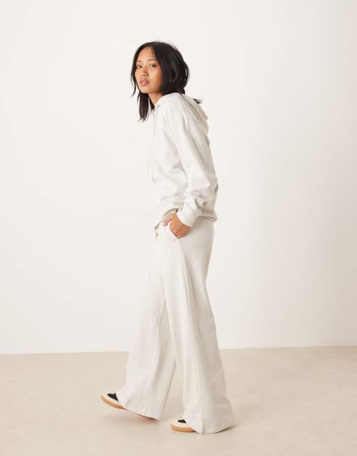 JDY Petite wide leg sweat joggers co-ord in light grey ASOS