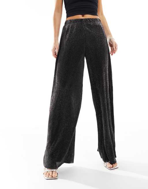 Black glitter shop wide leg trousers