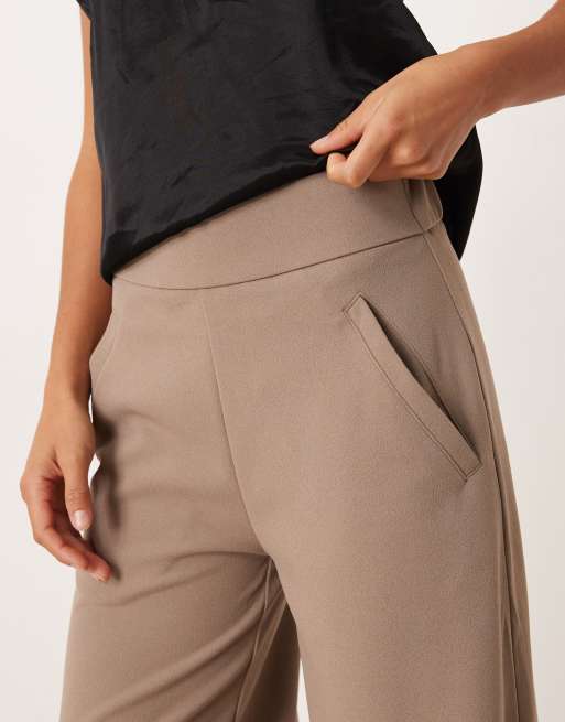 JDY Petite wide leg trousers in dark beige, 5 of 5