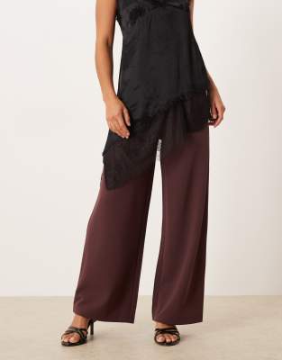 Jdy Petite Wide Leg Trousers In Brown