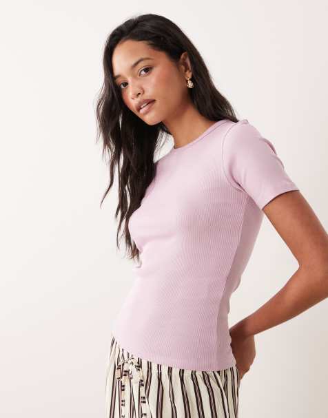 JDY - Pink ribstrikket T-shirt - view 1