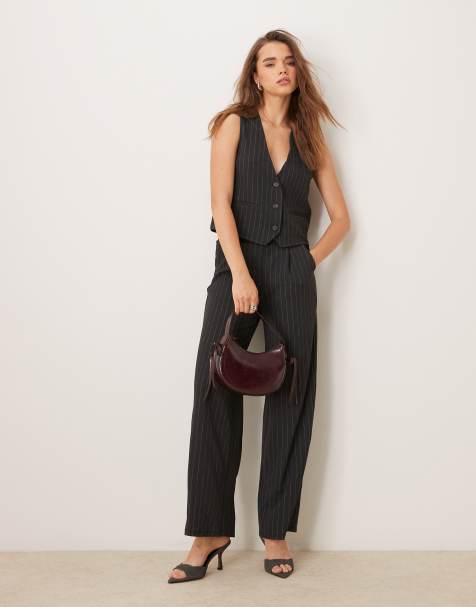 JDY pinstripes tailoring co-ord in black - view 1