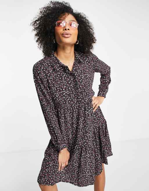 JDY – Piper – Gesmoktes Mini-Hemdkleid mit Blümchenmuster