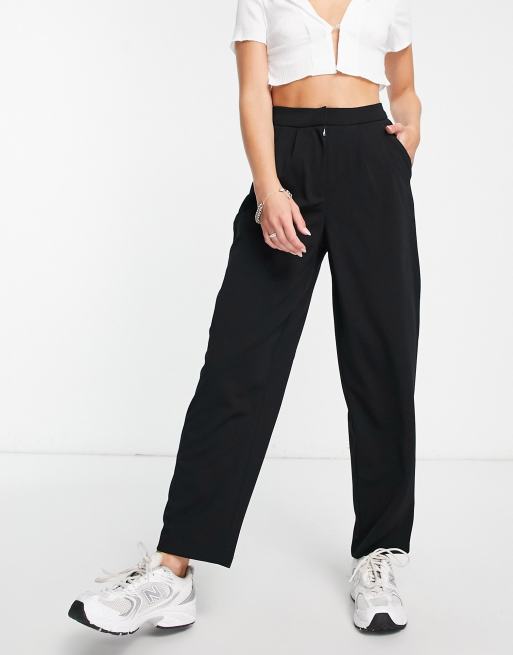 JDY pleat detail ankle length trousers in black