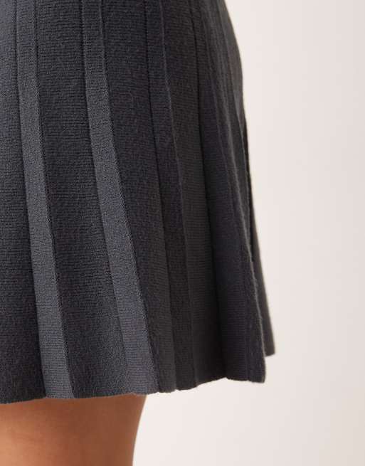 JDY pleated knitted skirt in grey, 4 of 5