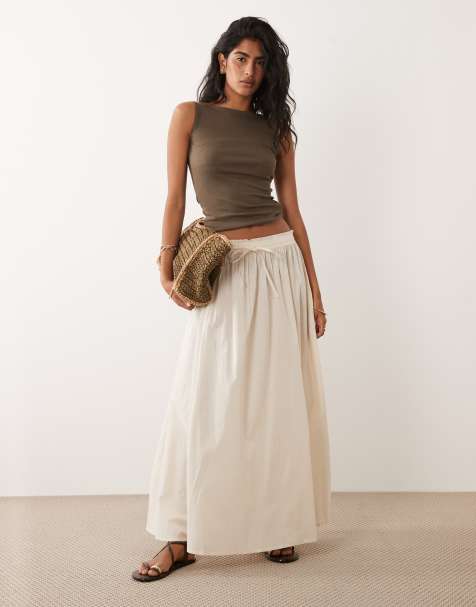 JDY pleated maxi skirt in cream - view 1