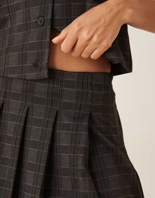 JDY pleated mini skirt in dark gray plaid - part of a set, 5 of 5