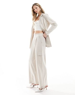 JDY pocket loose fit trouser co-ord in stone