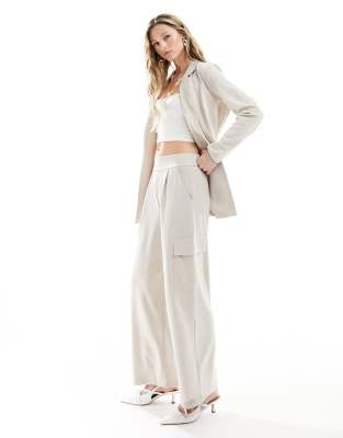 JDY JDY pocket loose fit trouser co-ord in stone-Neutral