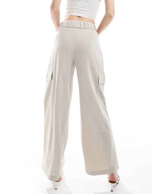 JDY pocket loose fit trouser co-ord in stone, 3 of 5