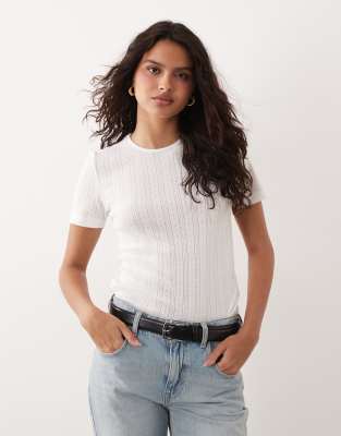Jdy Pointelle T-shirt In White