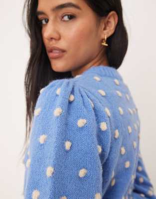 Jdy Pom Pom Sweater In Blue