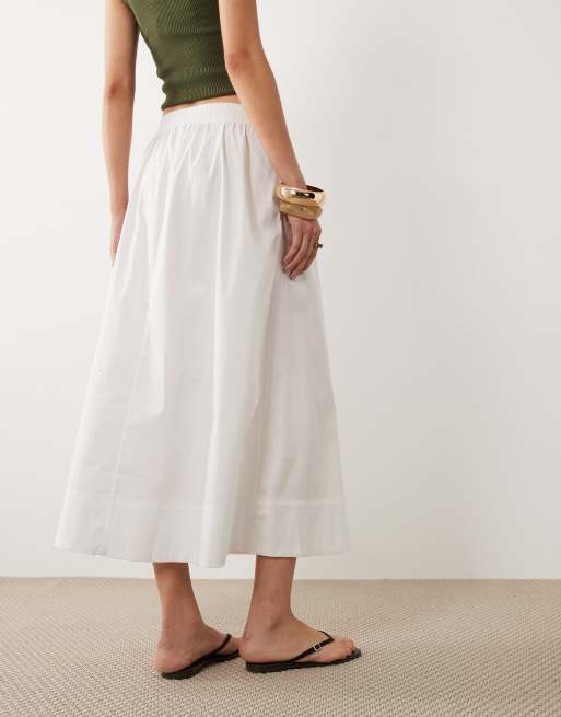 JDY poplin midaxi skirt in white, 2 of 5