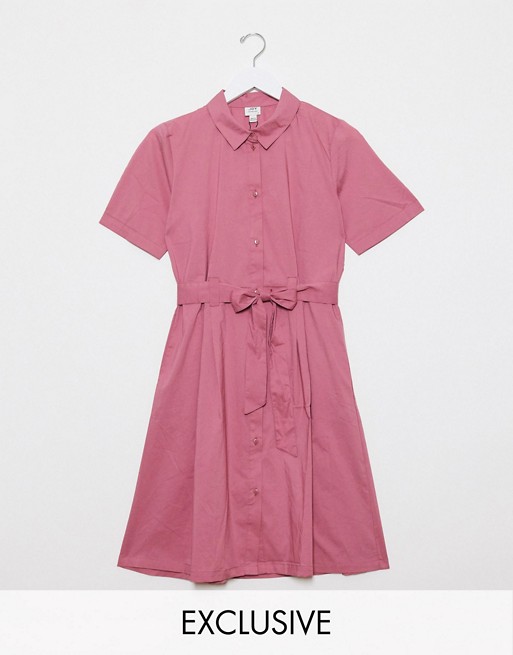JDY exclusive poplin shirt dress in pink