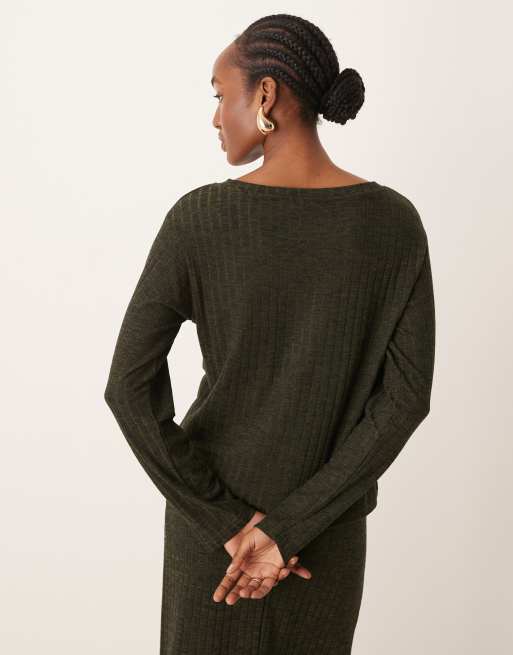 JDY – Prążkowany top w kolorze khaki, część zestawu, 4 z 4