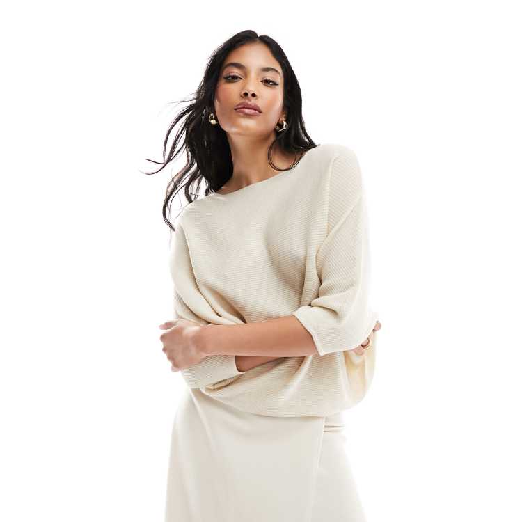Pull Manches Chauve-souris BCBG Max Azria - Gris Clair Taille M - Neuf Avec étiquettes