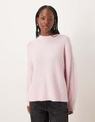Pull en maille à emmanchures tombantes - Rose clair XS