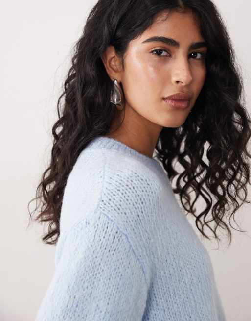 JDY - Pull en maille à manches courtes - Bleu pastel, 4 de 4