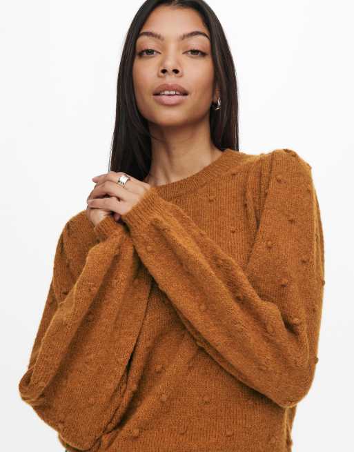 JDY - Pull en maille à pompons - Rouille
