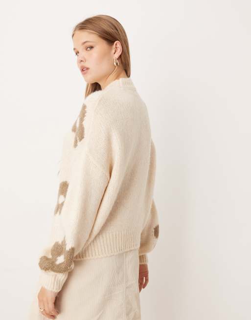 JDY - Pull orné de grosses fleurs - Écru, 4 de 4
