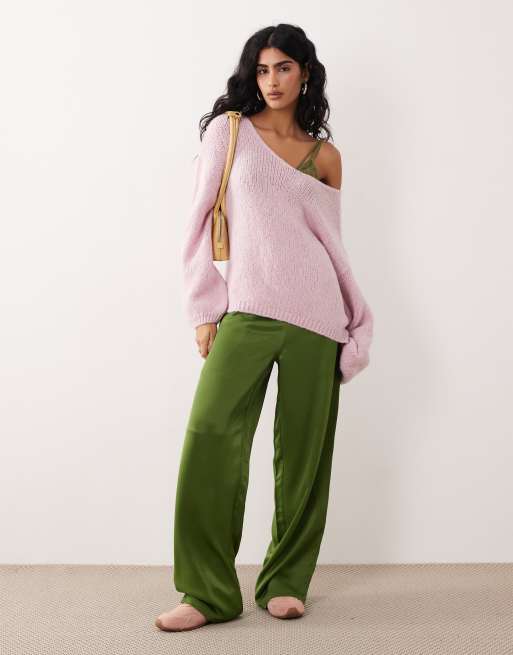 JDY - Pull oversize réversible en maille - Rose clair , 2 de 4