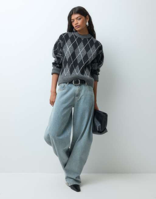 JDY pull ras de cou à losanges anthracite, 3 de 5
