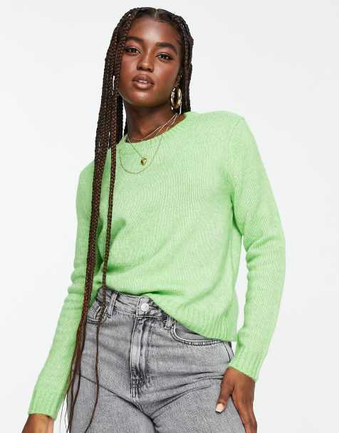 Pull long en tricot avec tresses sur le devant bleu clair