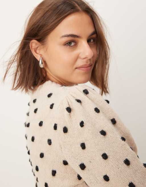 JDY - Pull texturé à manches bouffantes - Taupe, 4 de 4