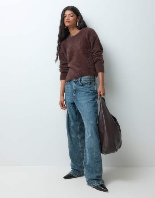 JDY pull texturé duveteux marron foncé, 2 de 5