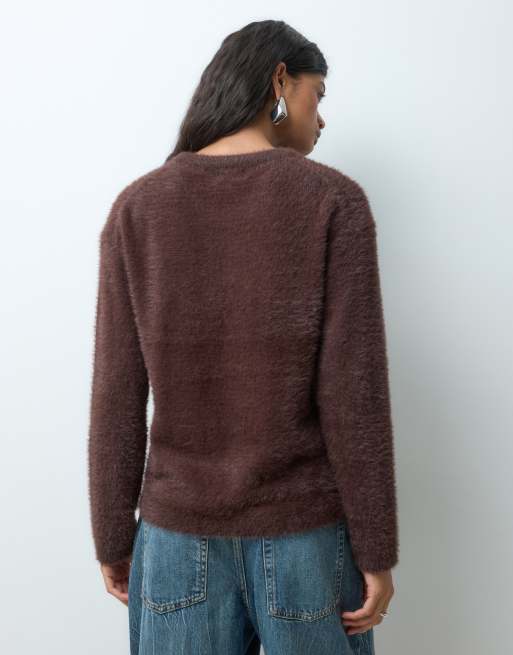 JDY pull texturé duveteux marron foncé, 3 de 5