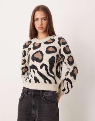 JDY - Pullover in Braun mit Tierfellmuster-Brown