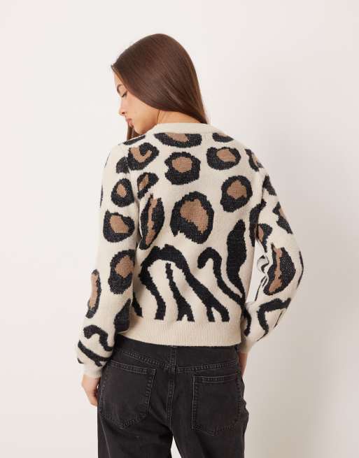 JDY – Pullover in Braun mit Tierfellmuster, 4 von 4