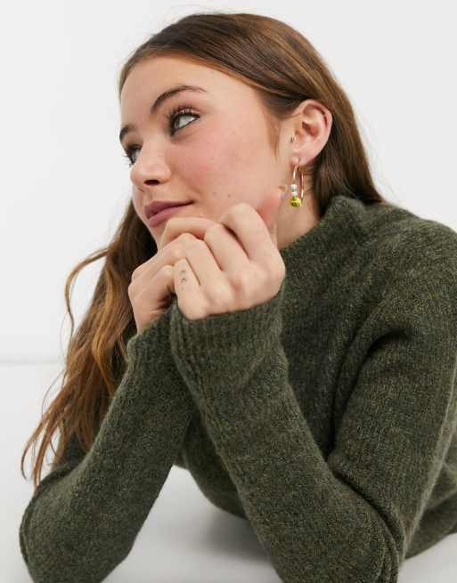 JDY – Pullover mit hohem Kragen in Grün