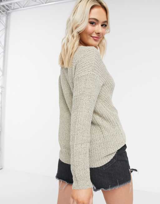 JDY Pullover mit V Ausschnitt in Stone ASOS