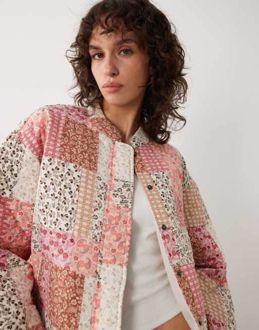 JDY quilted boxy jacket in pink paisley, 2 of 4