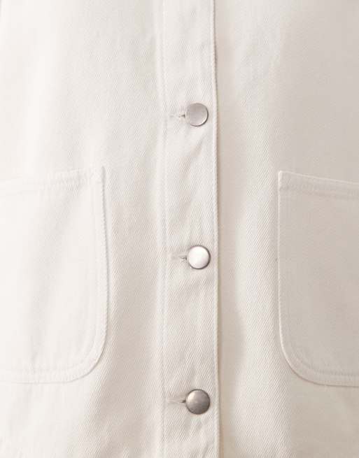 JDY - Recht denim jack met zakken aan de voorkant in crème, 4 van 4