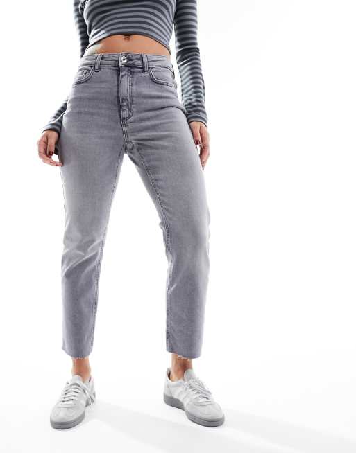 JDY - Rechte cropped jeans met hoge taille in lichtgrijs , 3 van 5