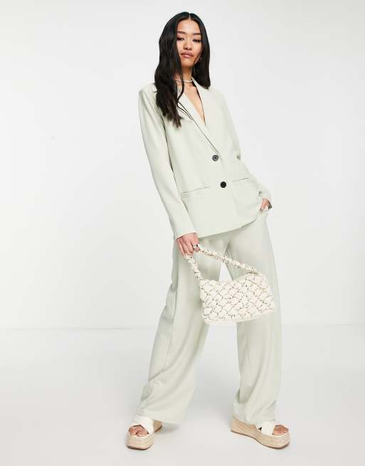 JDY relaxed blazer co-ord in sage green