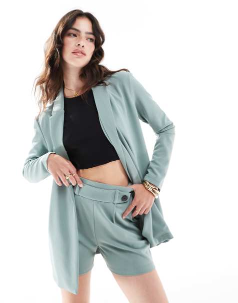 JDY relaxed blazer in teal - part of a set - view 1