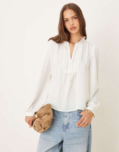 JDY relaxed fit boho detail blouse in white - view 1