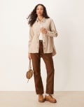 [JDY] JDY relaxed fit cord shacket in cream-White XS Taupe
