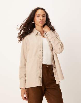 Jdy Relaxed Fit Cord Shacket In White