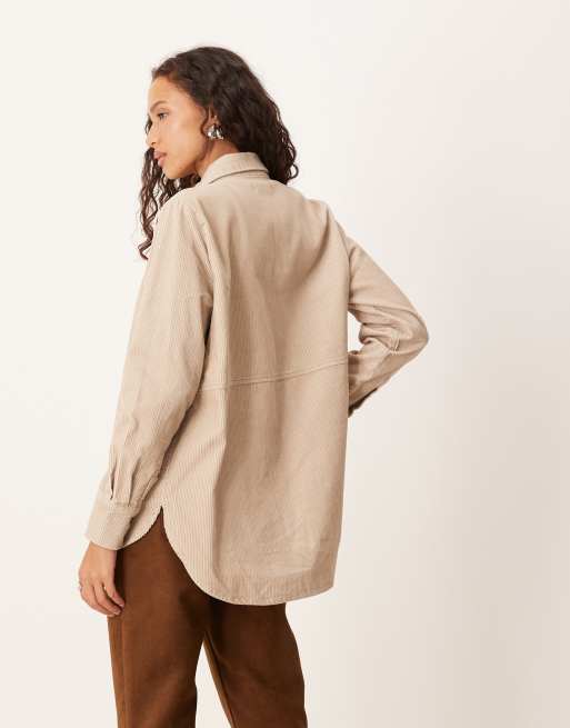  JDY relaxed fit cord shacket in cream, 4 of 4