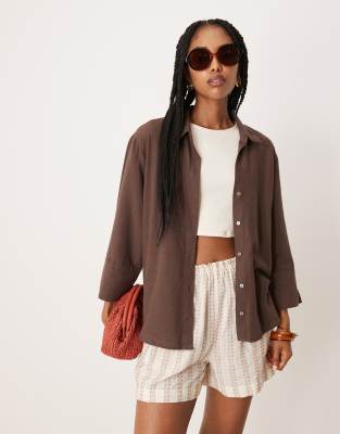 Jdy Relaxed Fit Linen Mix Shirt In White